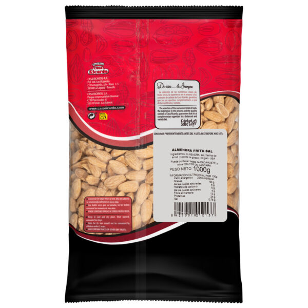 Almendra frita con sal. Envase 1kg.