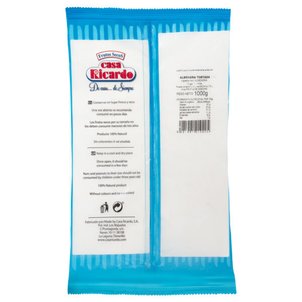 Almendra tostada sin sal. Envase 1kg.